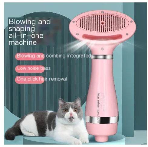 2-in-1 Pet Grooming Brush with Heated Blow Dryer - FurryJoyPets