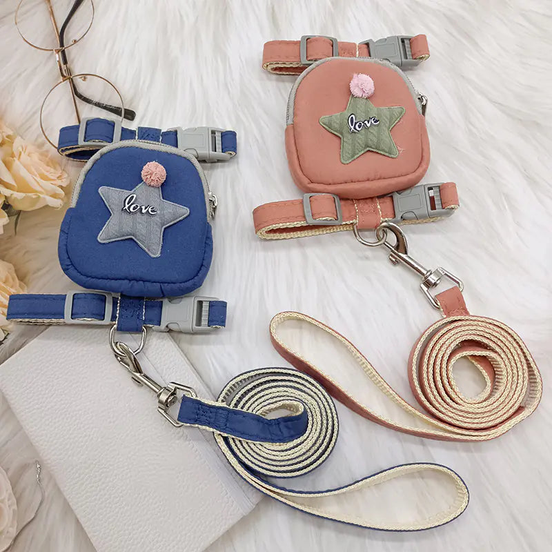 Adjustable Dog Traction Rope with Backpack Accessories