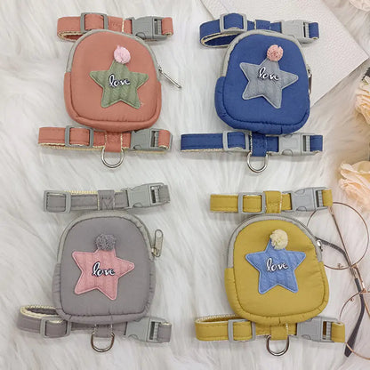 Adjustable Dog Traction Rope with Backpack Accessories