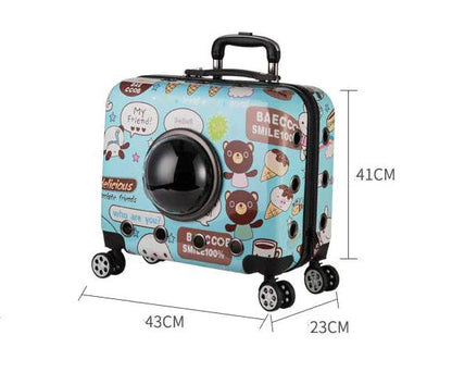 18-Inch Portable Pet Trolley with Wheels and Backpack - FurryJoyPets