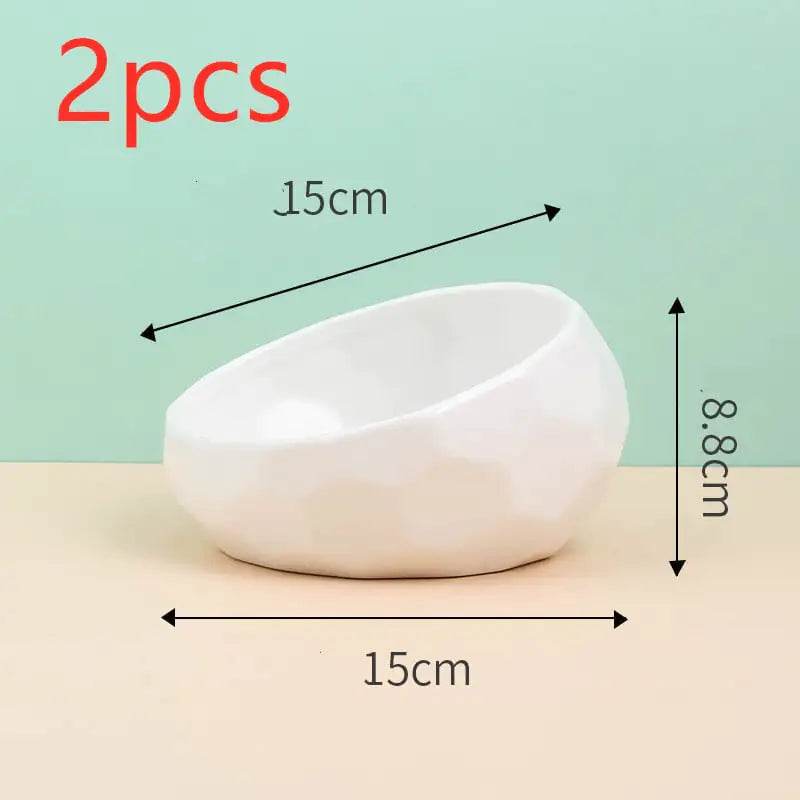 Ceramic Pet Bowl for Cats and Dogs with Oblique Mouth - FurryJoyPets