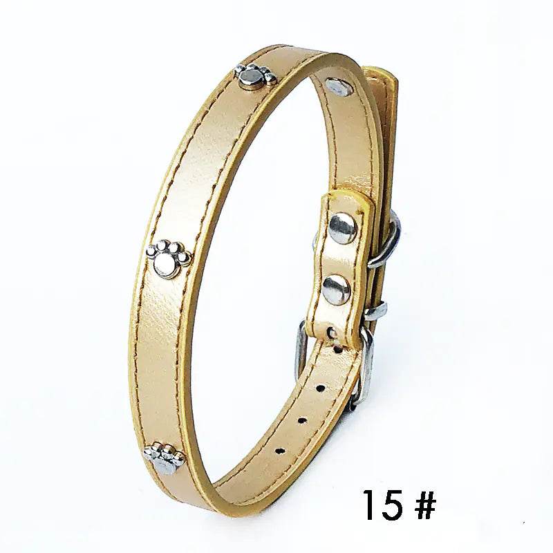 Pack of 10 PU Leather Dog Collars 1.5 inches - FurryJoyPets
