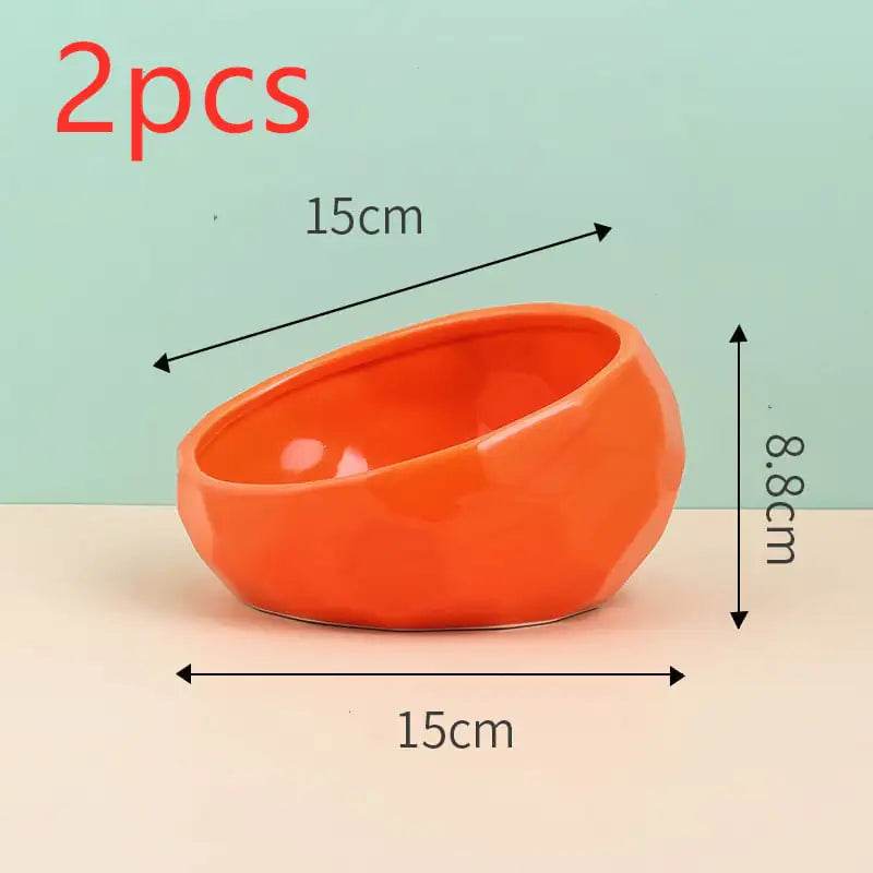 Ceramic Pet Bowl for Cats and Dogs with Oblique Mouth - FurryJoyPets