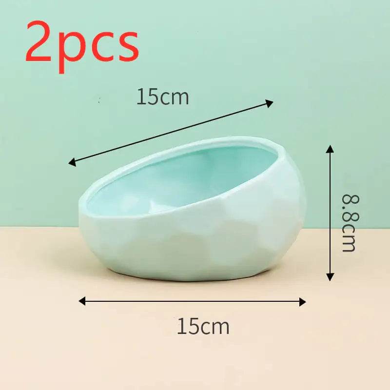 Ceramic Pet Bowl for Cats and Dogs with Oblique Mouth - FurryJoyPets