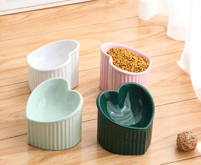 Ceramic Pet Bowl with Slanted Design for Cats - FurryJoyPets