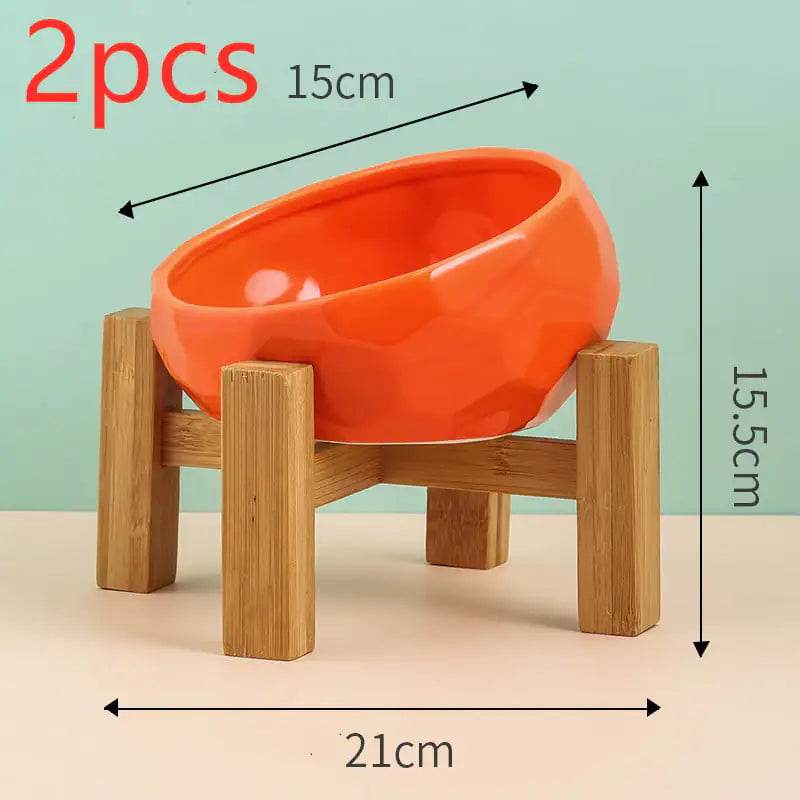 Ceramic Pet Bowl for Cats and Dogs with Oblique Mouth - FurryJoyPets