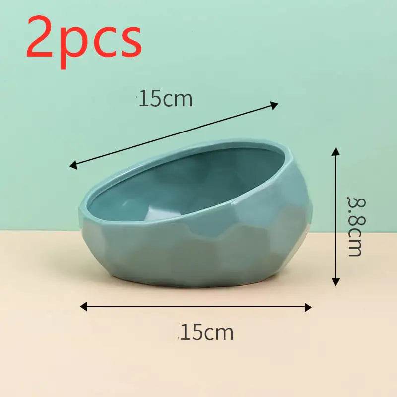 Ceramic Pet Bowl for Cats and Dogs with Oblique Mouth - FurryJoyPets