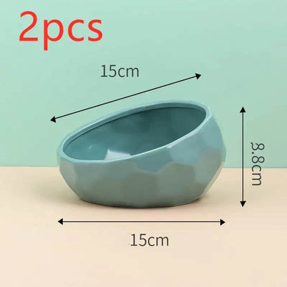 Ceramic Pet Bowl for Cats and Dogs with Oblique Mouth - FurryJoyPets