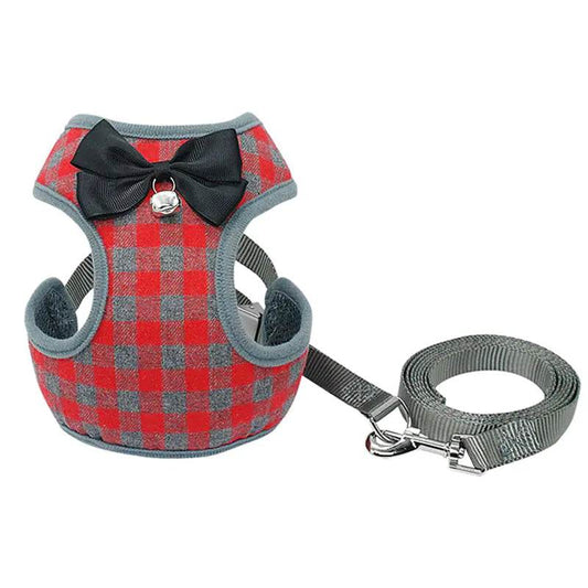 Dog Leash with Checkered Bowtie Harness for Pets - FurryJoyPets