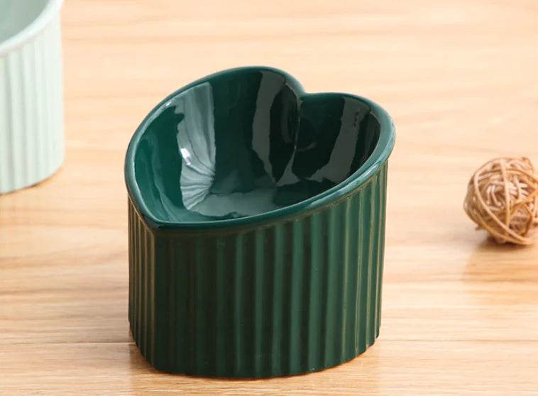 Ceramic Pet Bowl with Slanted Design for Cats - FurryJoyPets