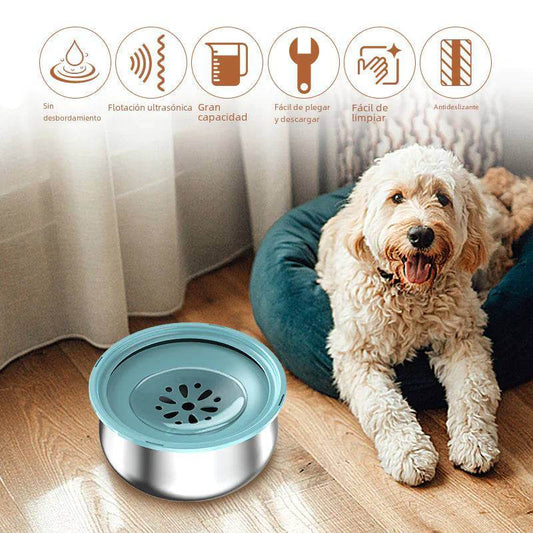 Stainless Steel Large Pet Water Bowl with Splash Guard - FurryJoyPets