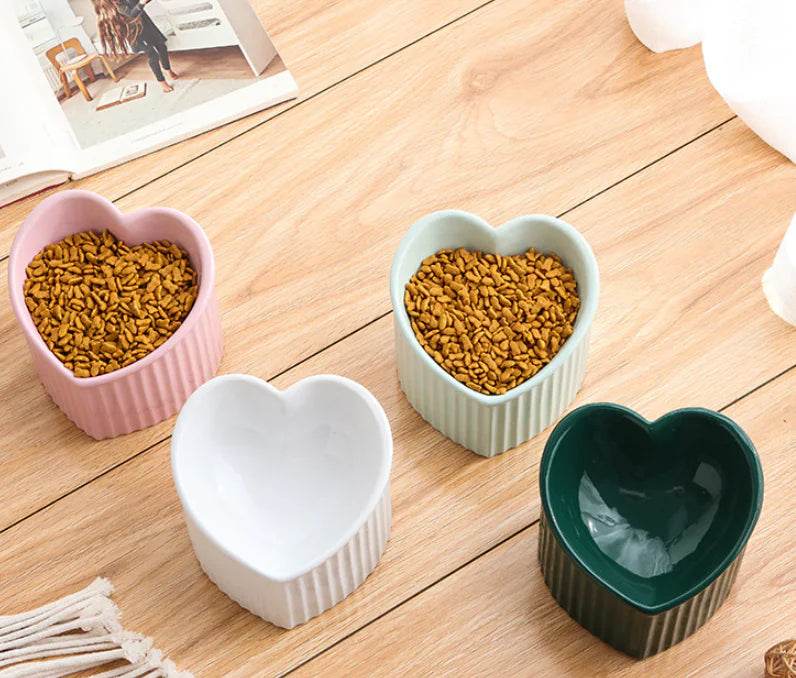 Ceramic Pet Bowl with Slanted Design for Cats - FurryJoyPets