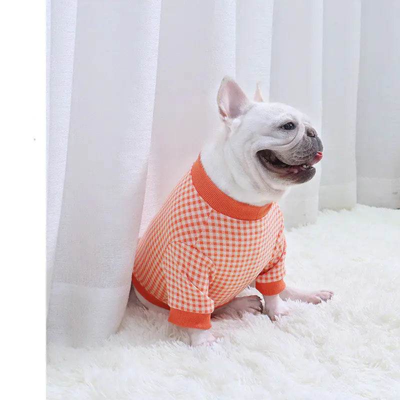 Fadou Plus Velvet Plaid Dog Sweater for Fall/Winter - FurryJoyPets