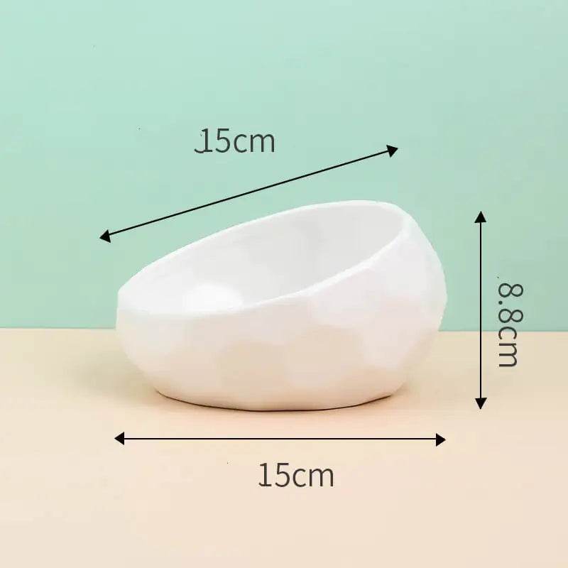Ceramic Pet Bowl for Cats and Dogs with Oblique Mouth - FurryJoyPets