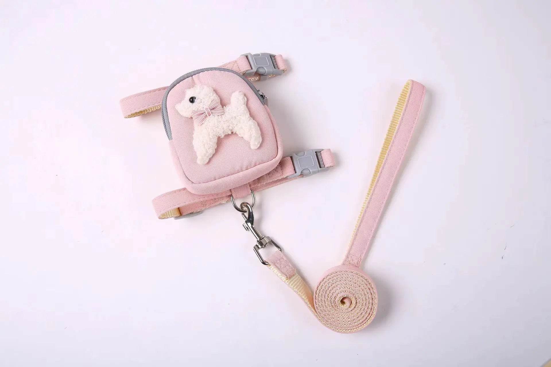 Pet Backpack with Teddy Bear and Traction Rope - FurryJoyPets